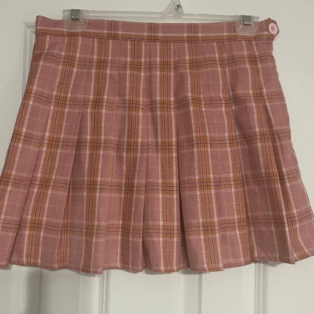 Womens amazon pink and orange checkered skirt
